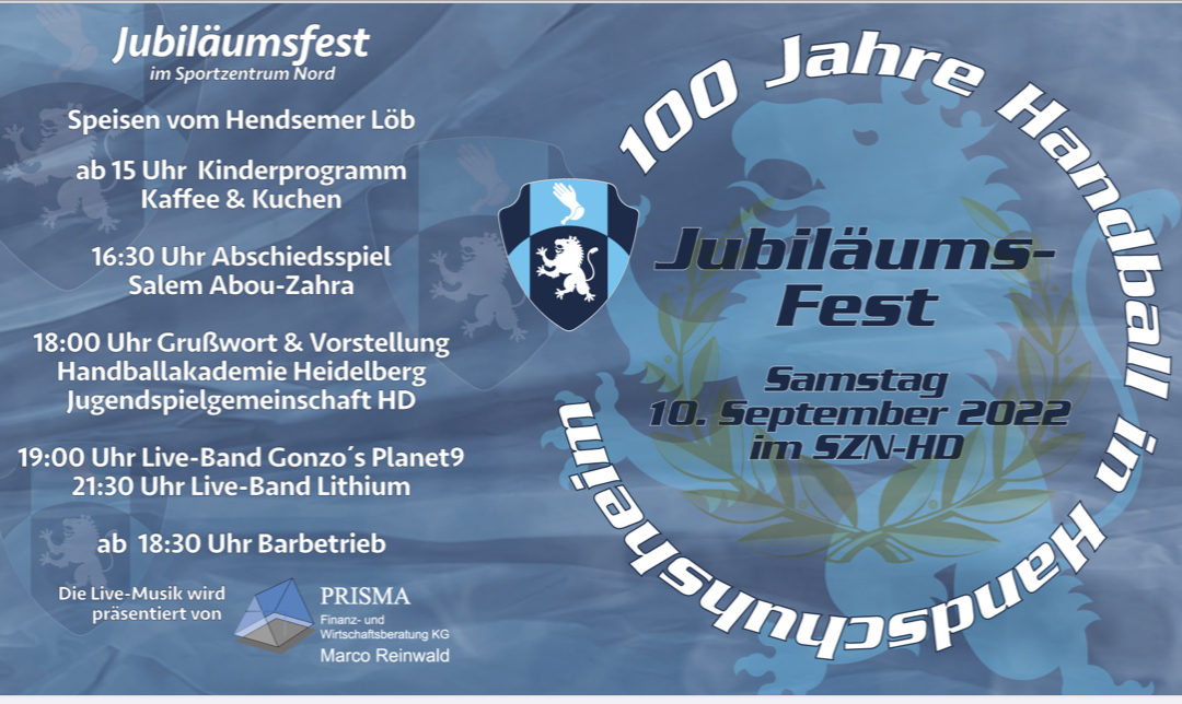 Einladung zum 100-jährigen Jubiläum der Handballer